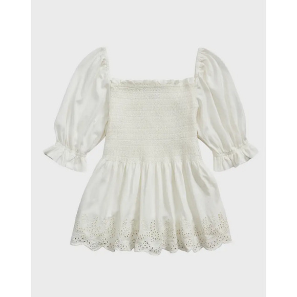 Ralph Lauren Big Girls Smocked Cotton Jersey Top White Size L - Picture 1 of 2